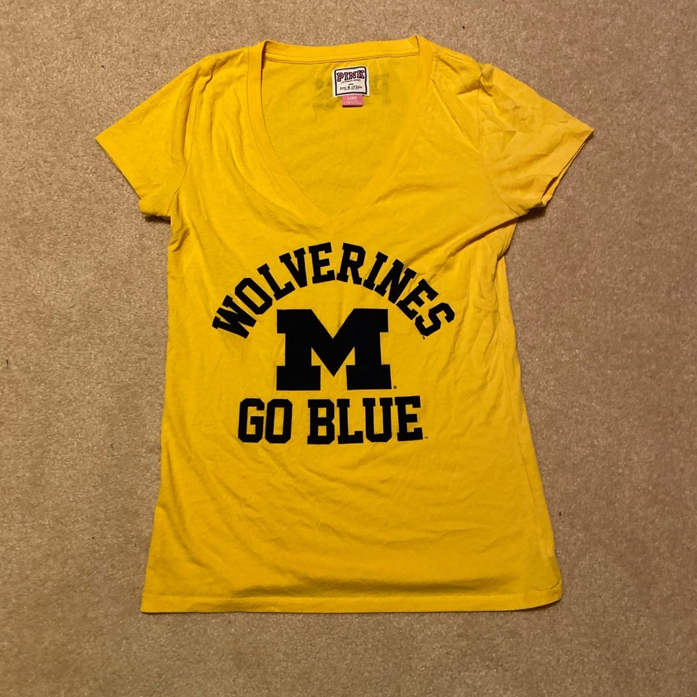 Pink University of Michigan Short Sleeve Tee L